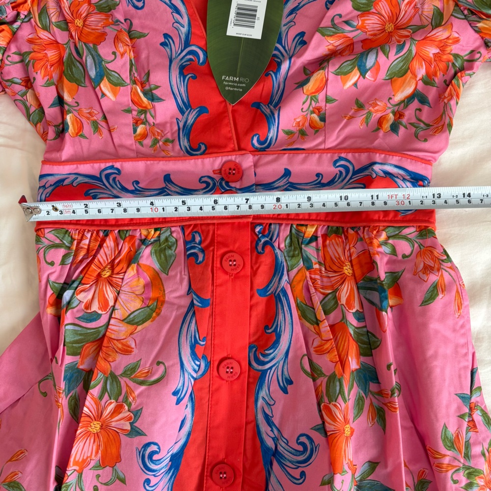 NWT Farm Rio Sicily Flowers Orange Printed Cotton Maxi Dress XS - Picture 14 of 16